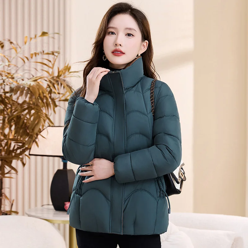 Veste rembourrée en coton pour femme, Parkas courts d'hiver, manteaux à col montant, épais et chauds, vêtements d'extérieur à la mode, 2025