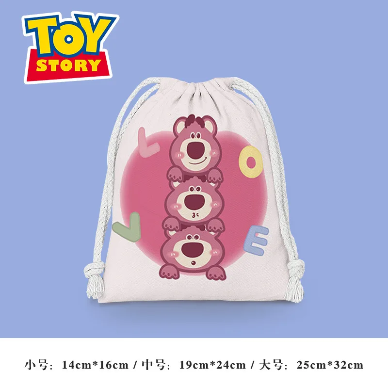 Kawaii Lotso Drawstring Pocket Cartoon Small Cloth Bag Student Sundry Storage Bag Makeup Bag Portable Wash Bag