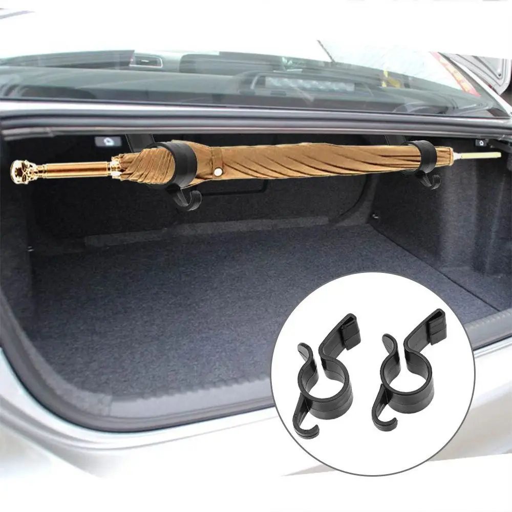 2PCS Universal Car Umbrella Holder Internal Storage Organizer Black Car Interior Hooks Clip-on Type Multifunctional