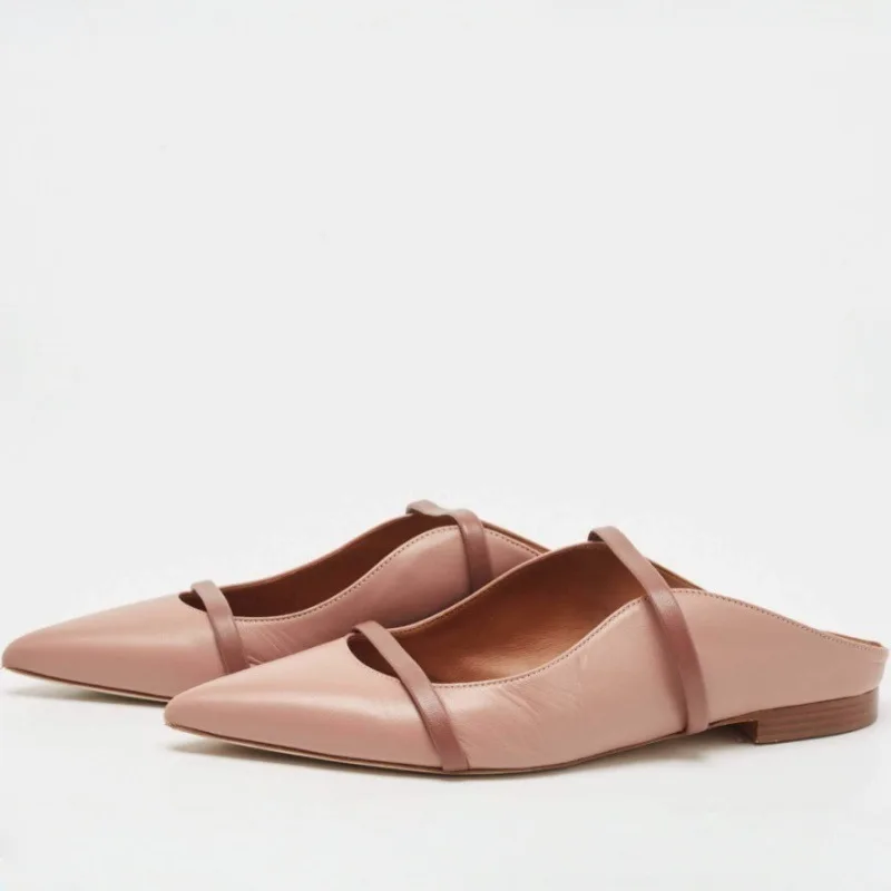 Fashion Women Pointed Toe Metal Decoration Slippers Sexy Laides Shallow Square Heels Autumn Solid Shoes Woman's Casual Shoes