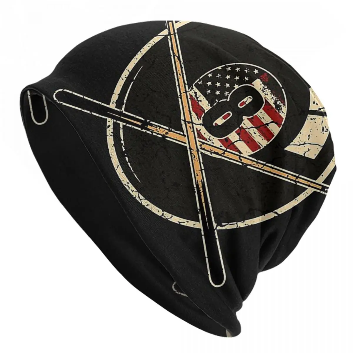 billiard Skullies Beanies Caps Eight Balls With American Flag Thin Hat Autumn Spring Bonnet Hats Men Women's Street Ski Cap