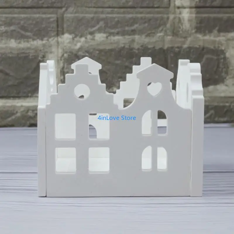 

T4MD Hollow House Shaped Tealight Holder Mold Flexible Silicone Lamp Mold Gypsum Mould Jewelry Making Tool