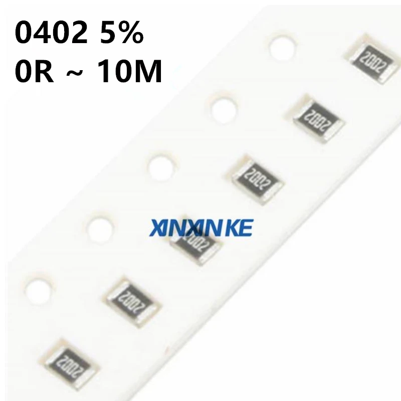 100PCS 0402 5% SMD Resistor 1/10W 0R ~ 10M 0Ω 1 10 100 150 220 330 470 ohm 1K 2.2K 10K 100K 1M 1R 10R 100R 150R 220R 330R 470R