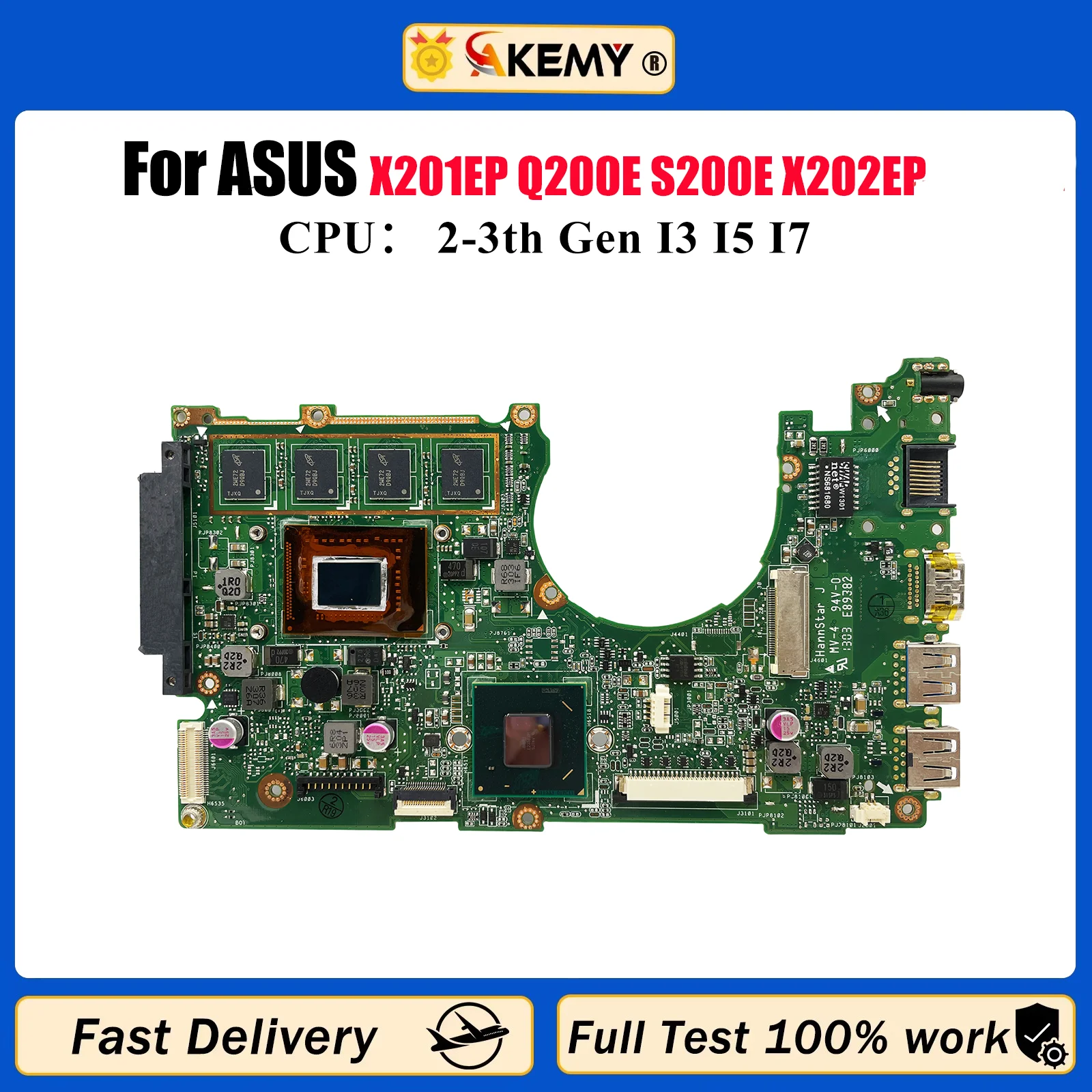 

X202E Материнская плата для ноутбука ASUS VivoBook X202E X201EP Q200E S200E X202EP X202EV Материнская плата с процессором I3 I5 I7 100% tests OK stk