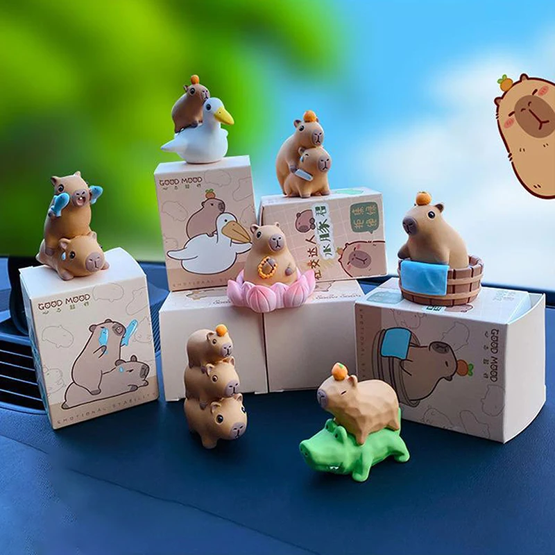 1pc Creative Cute Capybara Resin Ornaments Mini Animals Figures Doll Decorations Small Desktop Ornaments Children Birthday Gifts