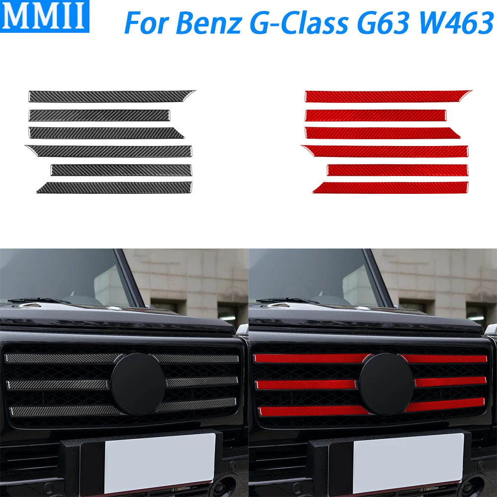 

For Benz G-Class G63 W463 2013-2018 Carbon Fiber Front Bumper Center Grille Panel Cover Trim Car Decoration Accessories Sticker