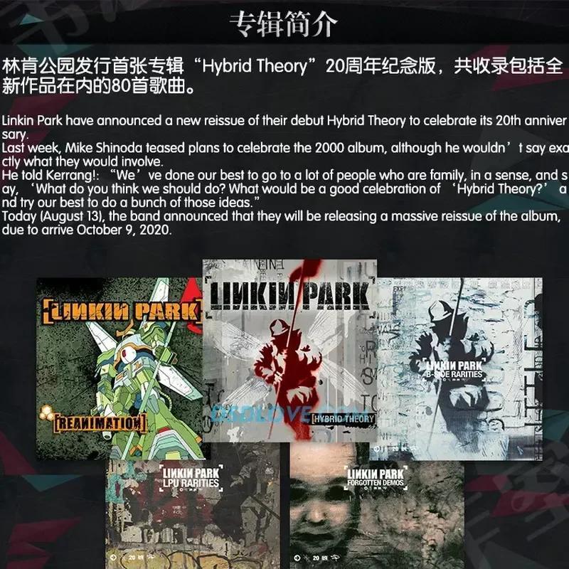 for Linkin Park 20th Anniversary Album Rock Band Lossless Car Music CD
