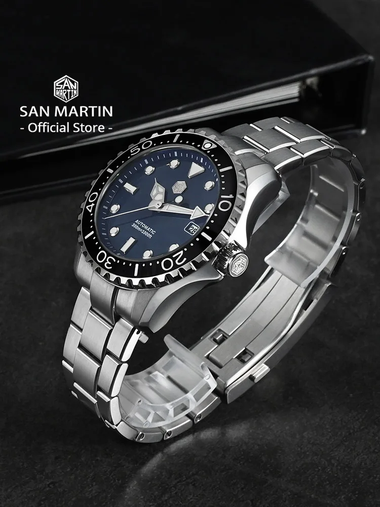 سان مارتن جديد 40 مللي متر غواص ساعة YN55 المينا الهاتفي الكلاسيكية الفاخرة الرجال التلقائي ساعات آلية الياقوت مقاوم للماء 300 متر SN0009 #2