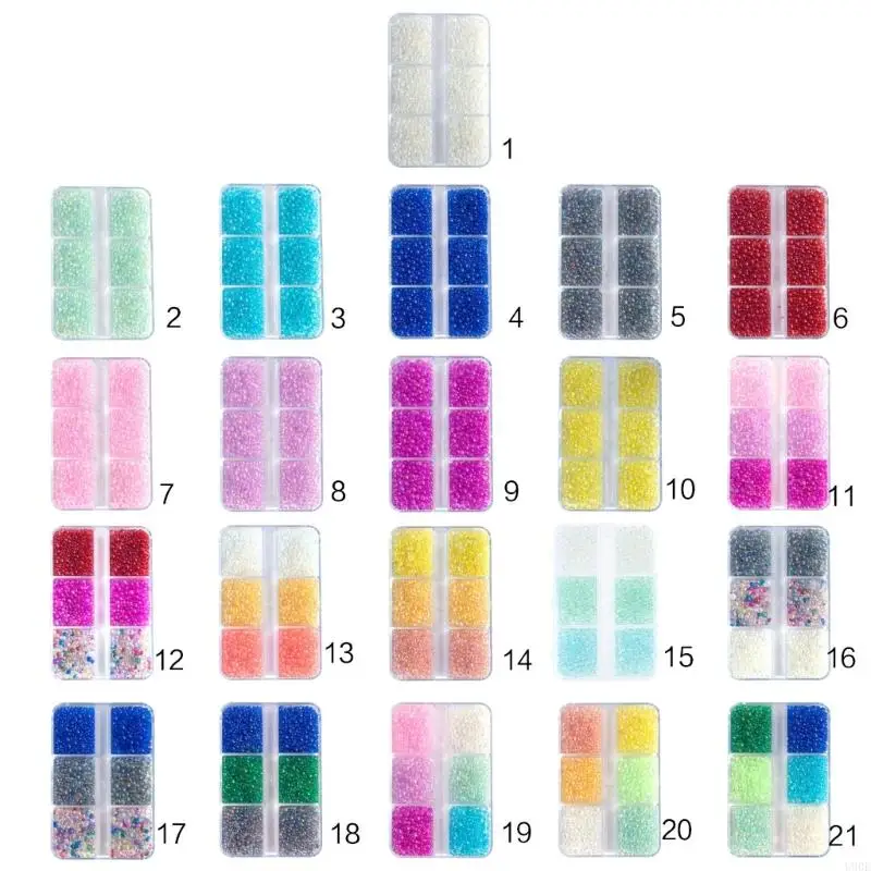 U90E 마이크로 비드 무지개 색 버블 비드 수지 제작 네일을위한 작은 유리 구슬