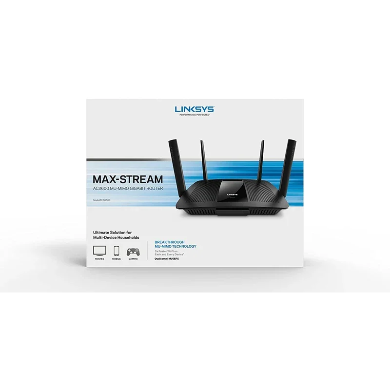 

LINKSYS EA8500 AC2600 Max-Stream MU-MIMO Gigabit Smart WiFi 5-маршрутизатор, двухдиапазонный, 2,6 Гбит/с, скорость Wi-Fi, 15 устройств, WEP WPA