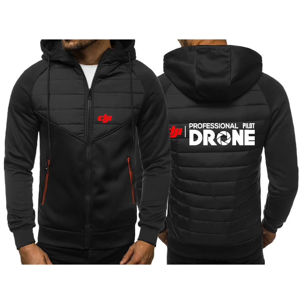 Dji المهنية الطيار الطائرة بدون طيار 2023 الخريف الشتاء الرجال العلامة التجارية الطباعة مقنعين جديد ثلاثة ألوان القطن مبطن الملابس خليط معاطف