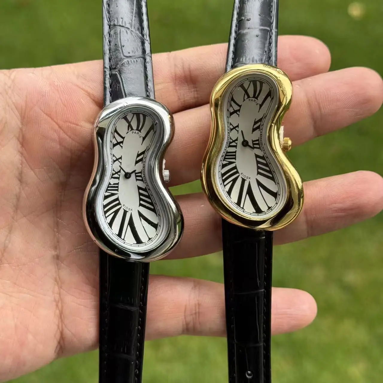 

Новые мужские часы в стиле Y2k, витой дизайн, уникальный циферблат неправильной формы, персонализированные ретро-модные кварцевые часы с кожаным ремешком, подарок