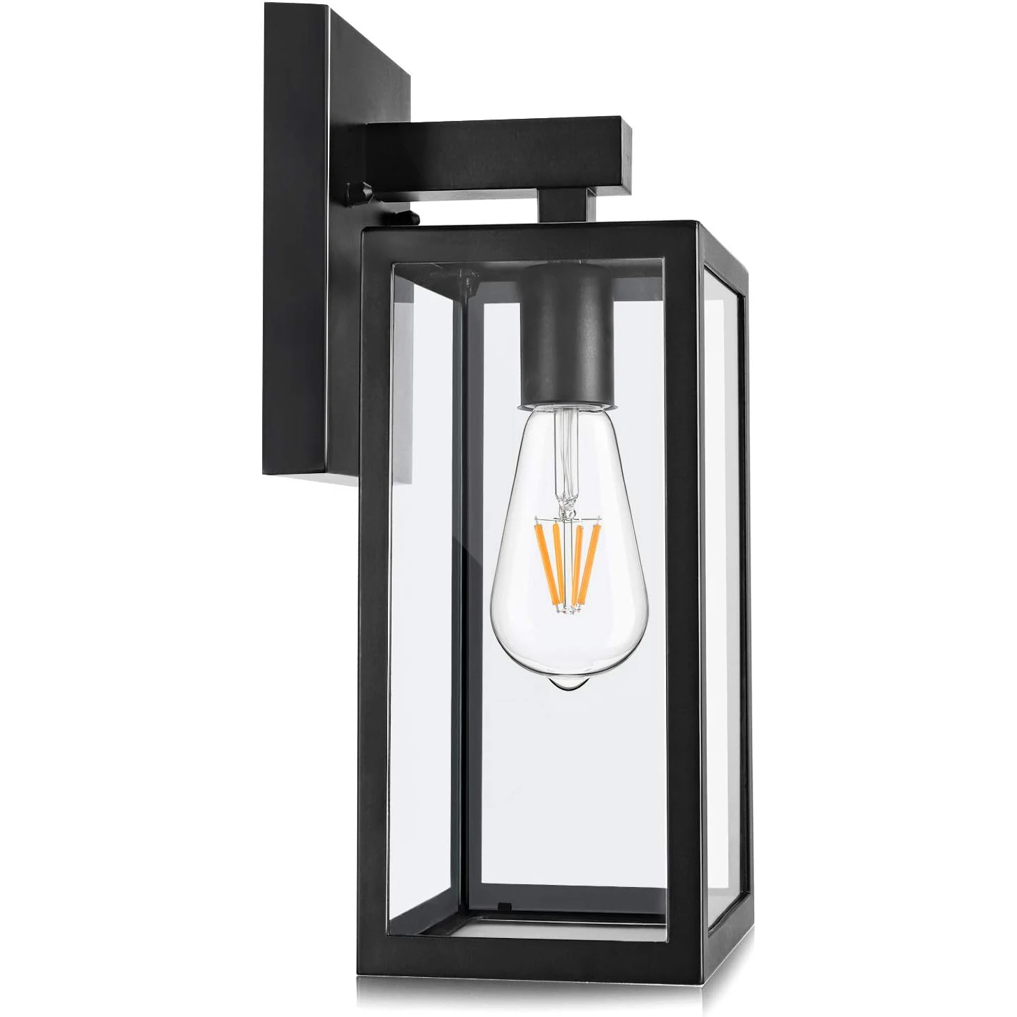 Outdoor Wall Lantern, Exterior Waterproof Wall Sconce Light Fixture, Black Anti-Rust Wall Mount Light with Clear Glass Wall Lamp