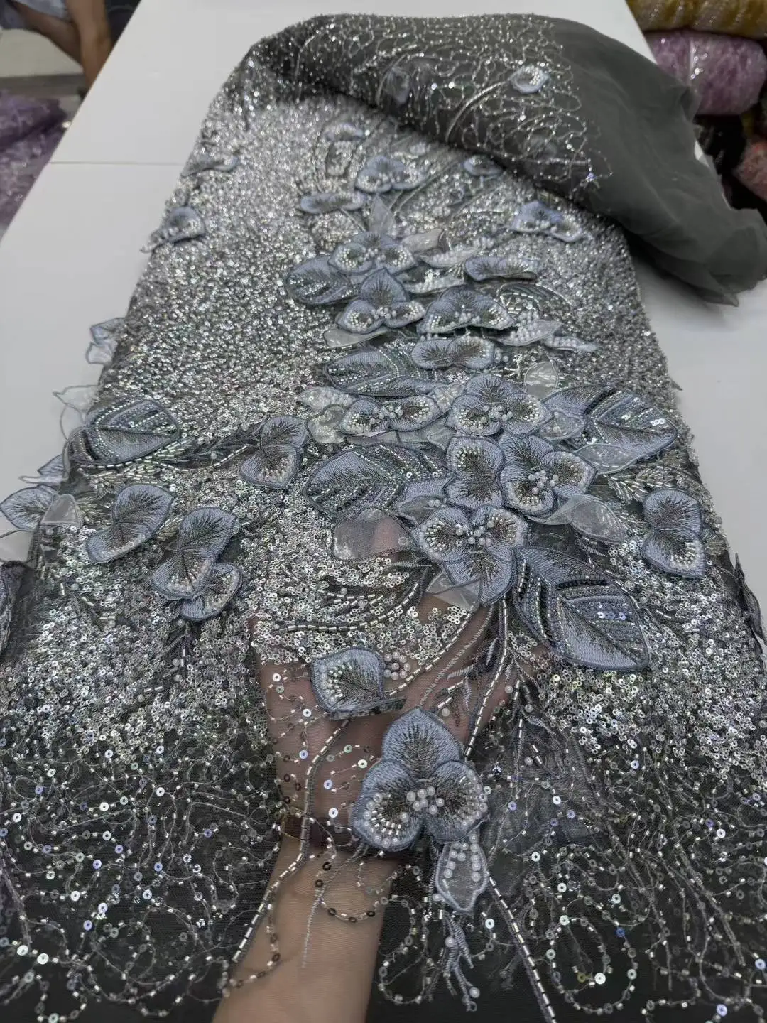 Africa Nigerian Beaded French Mesh Lace With Sequins High Quality 2025 Embroidery Lace Sequins Lace For Wedding Dresses Women