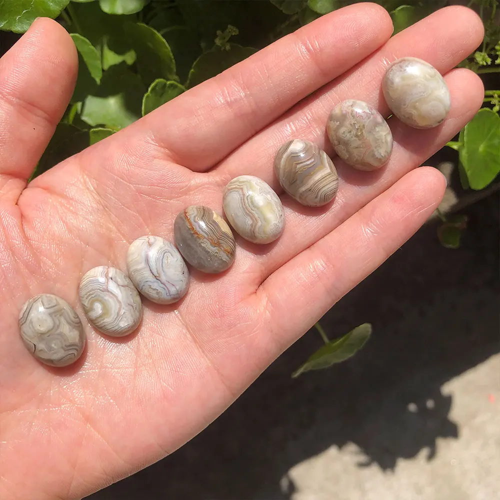 1pc Natural Stones Crazy Agate Oval Cabochon Crystals Gemstones Crystal Stone Quartz Minerals Home Decor DIY Decorative Stones