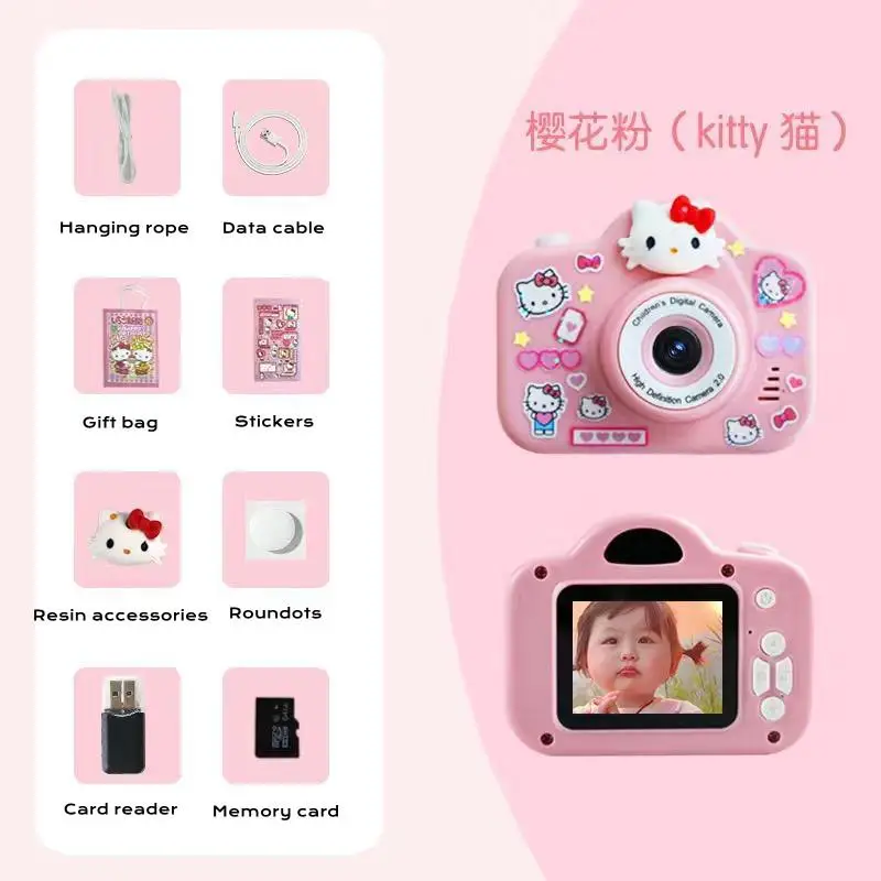 Kawaii Sanrio Camera High-Definition Dual Camera Kid Cartoon Kt Kuromi Melody Fun Toy Portable Travel Photographed Birthday Gift