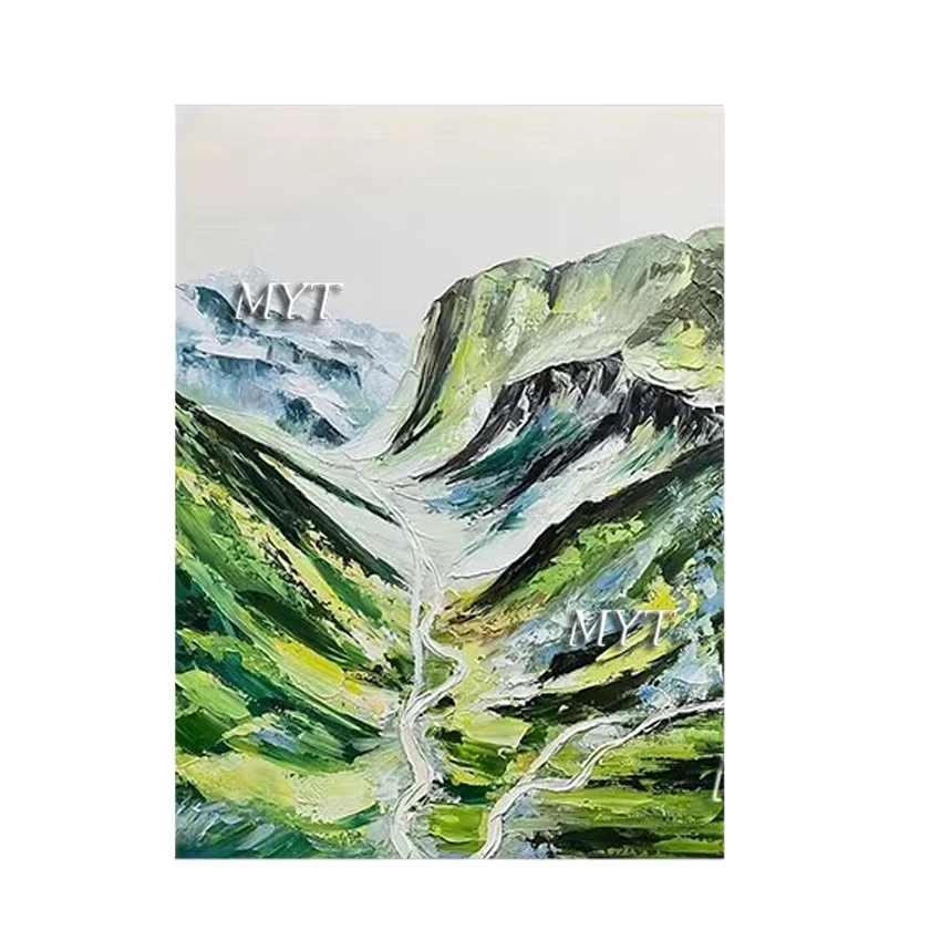 3d Green Mountains Landscape Wall Art Frameless Painting Room Decor Abstract Hand Painted On Canvas Wall Art Picture Unframed image 6