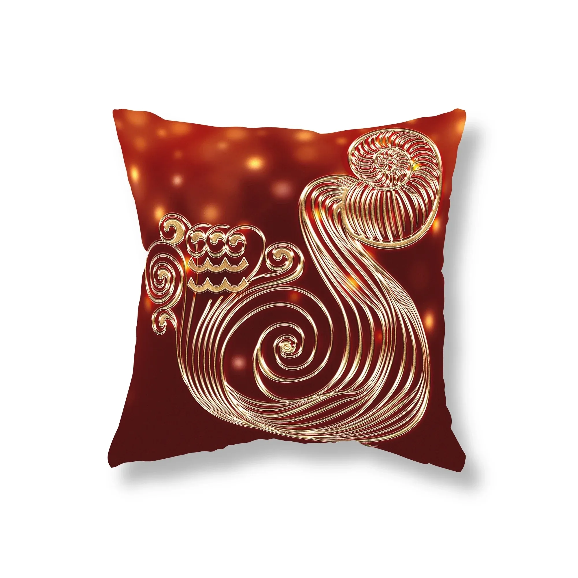 Brand New Zodiac Luxury Red and Gold Sofa Decoration Pillow Cover Office Game Chair Cushion Cover Home