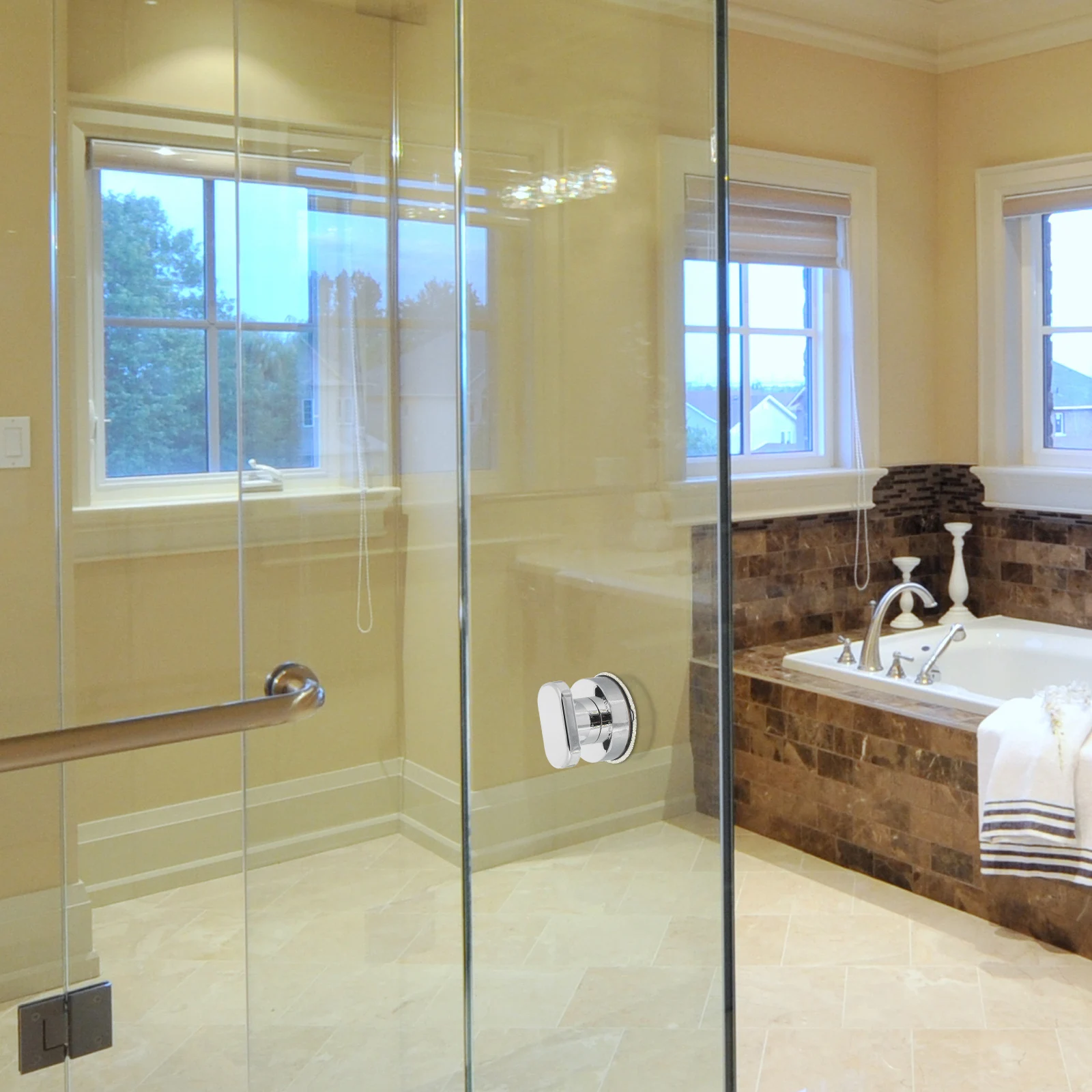 

Suction Cup Handrail Silver Small Bathroom Safety Grab Bar For Elderly Non-Slip Support On Tiles Glass Mirror Steel