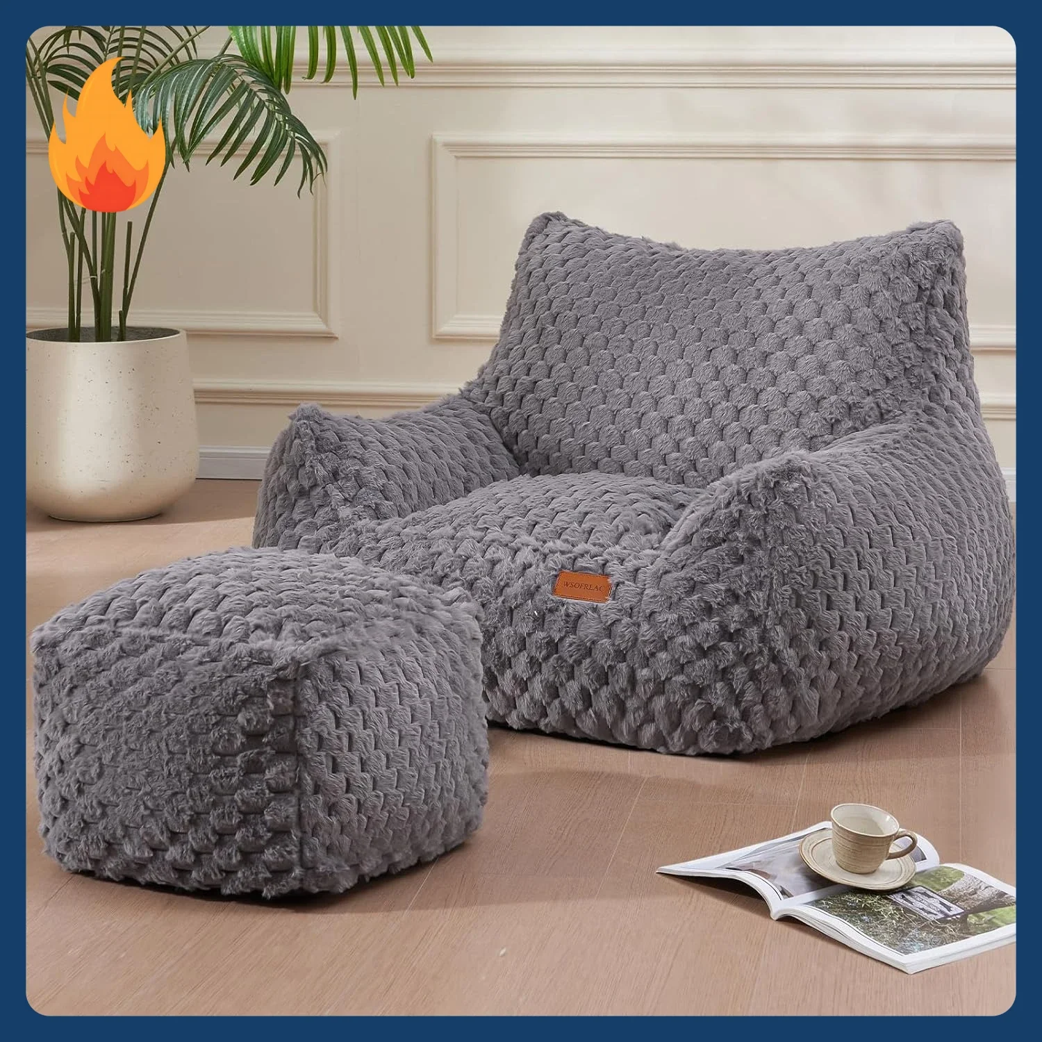 

[Limited Stock!]Gaming Chair Comfy Bean Bag Couch Sofa Chair for Bedroom, Modern Faux Fur Reading Bean Bag Chairs for Adults Tee