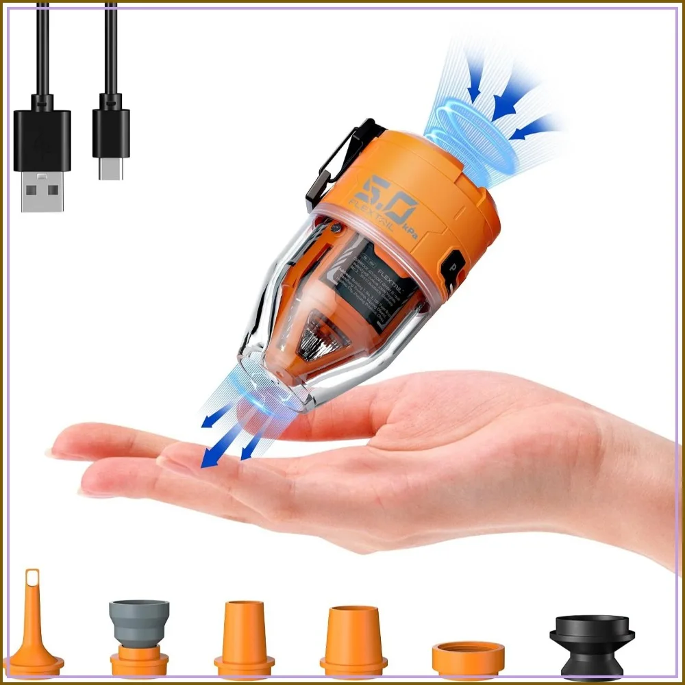 Portable Air Pump 5Kpa 500L/min for Inflatables with Camping Light, Electric Pump for Mattress Boat