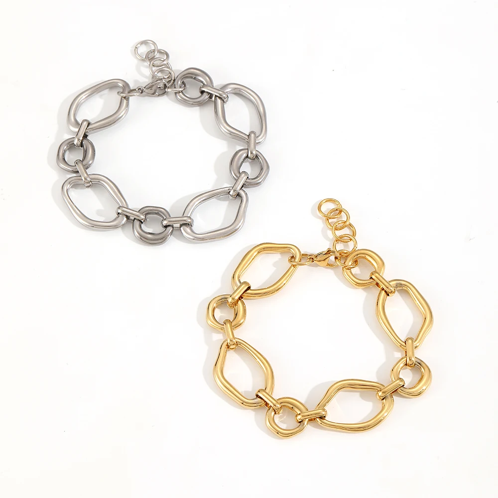 Geometrisches Design Edelstahl Unregelmäßiges Spiralarmband 18K Vergoldet Wasserdichter Schmuck Geschenke – Detail 1