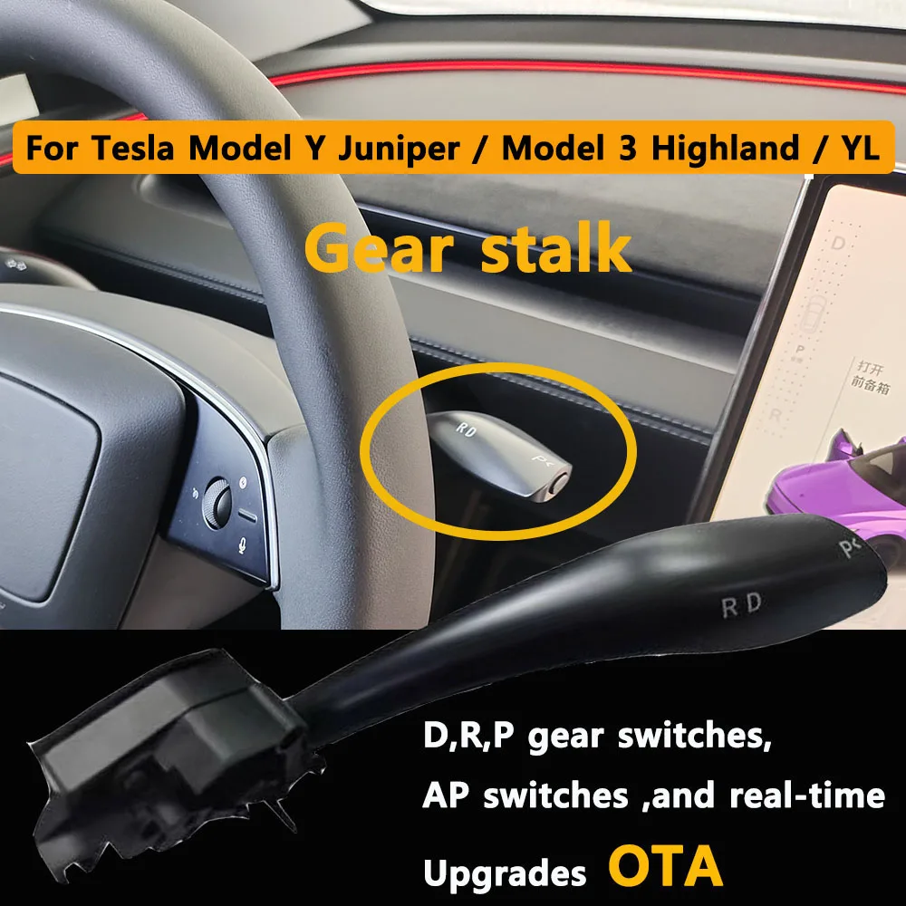 Gear Stalk Lever Physical Shifter Grab Handle Kit D P R Indicator Handle for Tesla Model New Y Juniper Model YL Model 3 Highland
