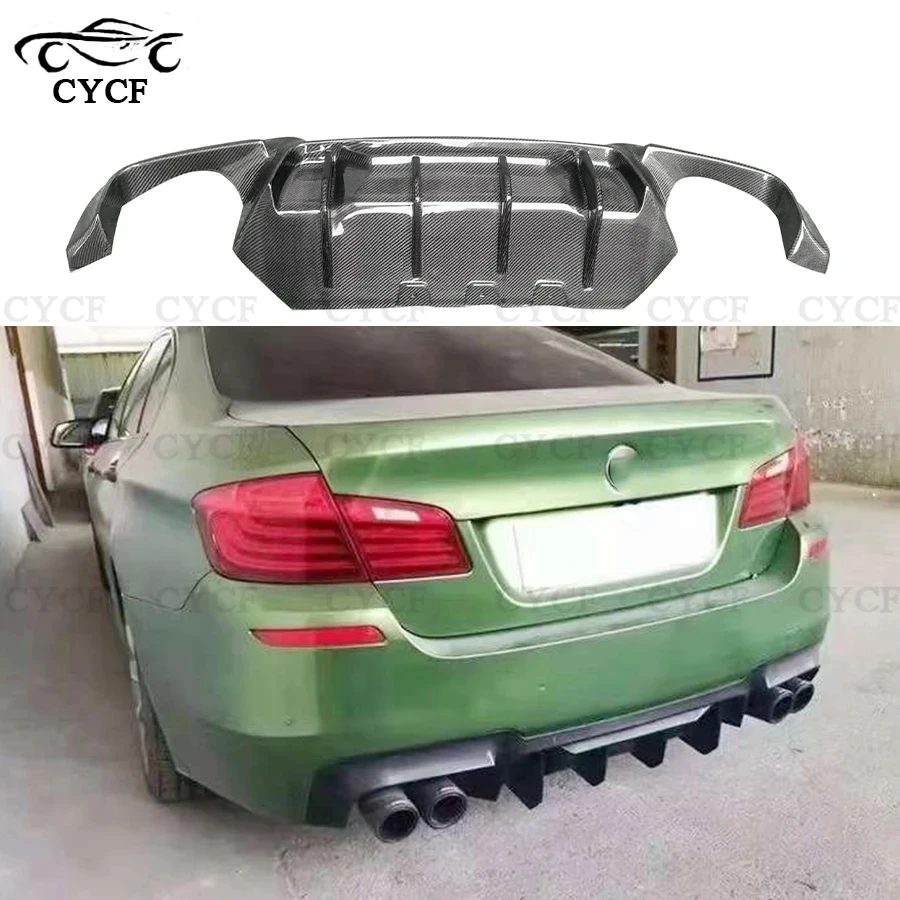 For BMW 5 Series M5 F10 F18 2010-2016 Sport Carbon Fiber Rear Lip Diffuser Competitive Style Back Bumper Spoiler Upgrade body ki