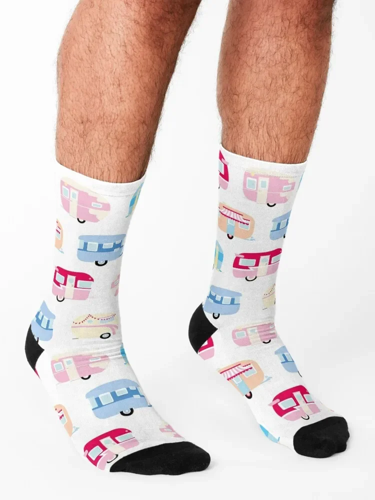 Chaussettes de camping-cars de caravane rétro pour hommes et femmes, bas de compression College, cadeaux drôles