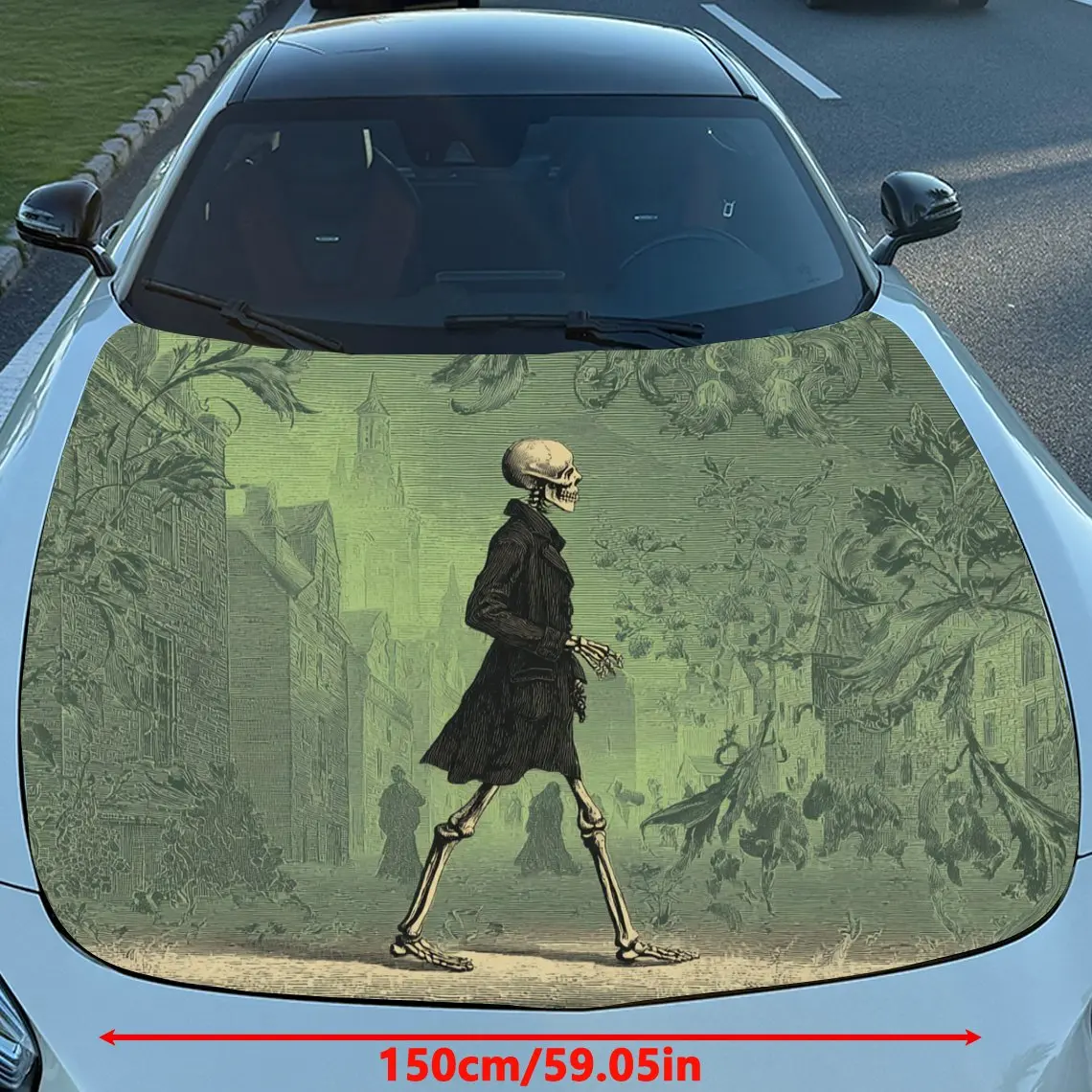 Car Decals Figure in Green Scene Design with a Person Walking Amid a Green Background, Exuding a Serene and Artistic Aura Car Ho