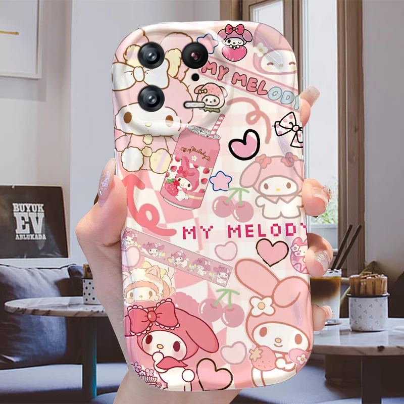 Cute Sanrio HelloKitty Wave Case for Xiaomi Mi 13 12 11i 5G Pro Lite POCO X5 5G X4 X3 GT NFC X2 F5 F4 F3 M4 M3 M2 Silicone Cover