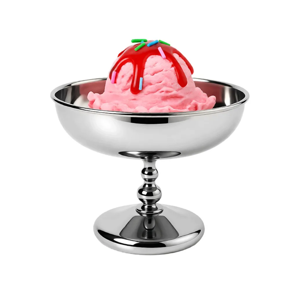 2Pcs Stainless Steel Dessert Cups, Ice Cream Milkshake Bowls, Hotel Pudding Salad Fruit Snack Serving Plates