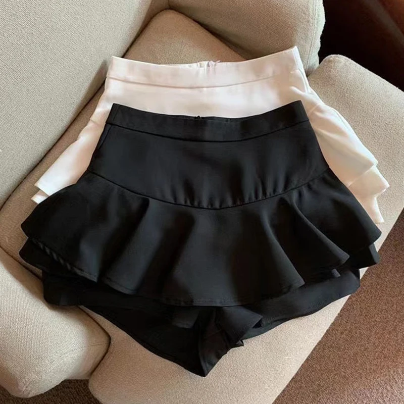 Sexy Ruffles Mini Skirt Women High Waist Slim Sweet Shorts Skirts Korean Fashion Casual Female Summer Design A Line Cake Skirt