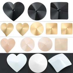 Cubiertas de pezones de Metal para mujer, pegatinas de pecho, forma de corazón, redondas, cuadradas, autoadhesivas, pétalos de pecho, sujetador adhesivo Sexy