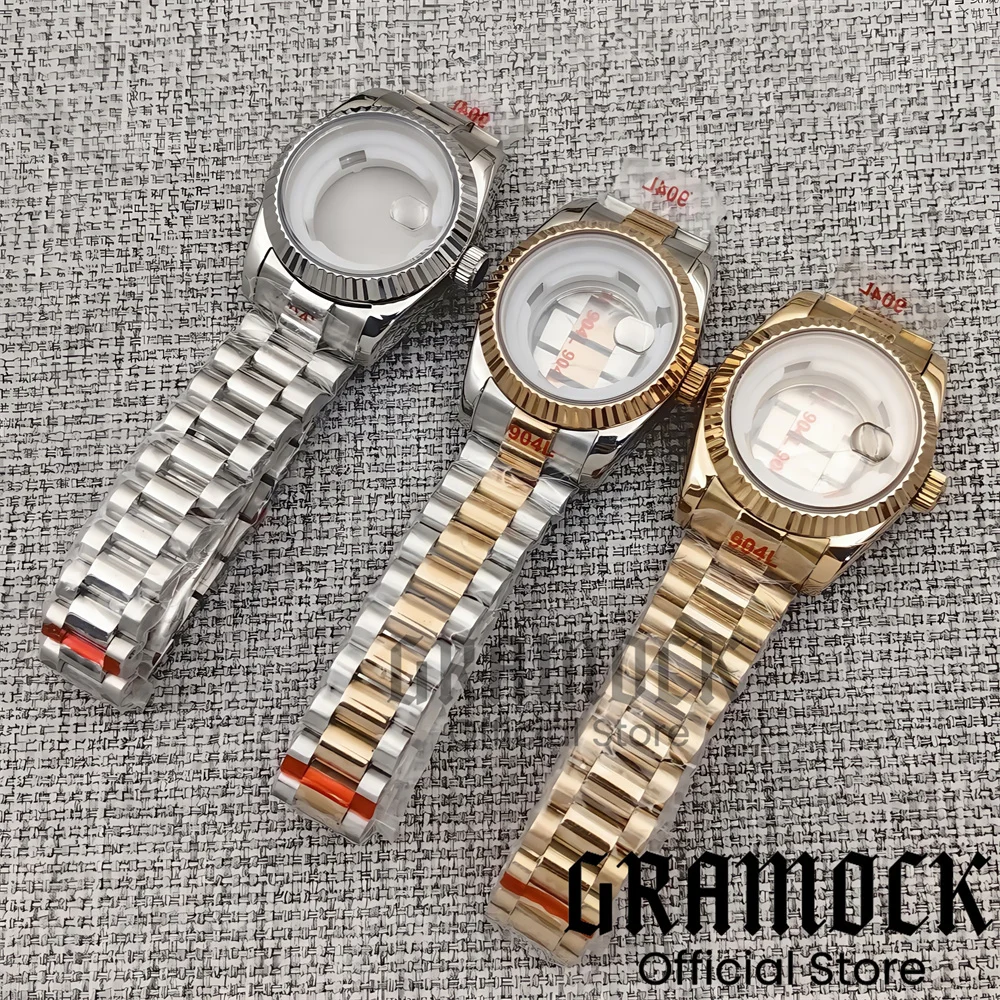 ステンレス鋼の時計ケースストラップ付きの犬の歯磨かれた溝付きベゼルサファイアガラス拡大されたムーブメントnh05nh0631mm