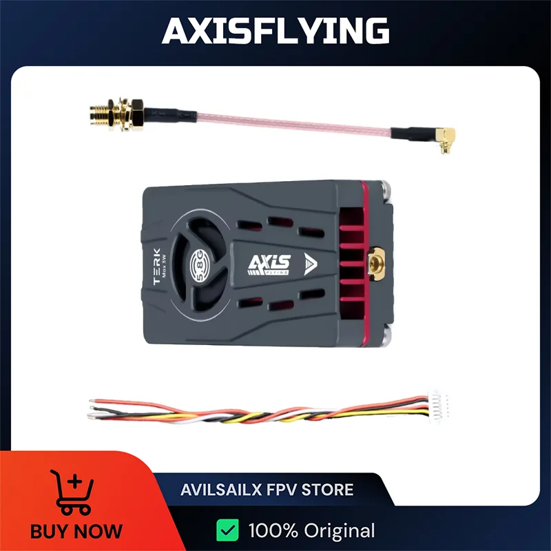 

Axisflying TERK Max 5.8G 3W Long Range FPV VTX Video Transmitter with Cooling Fan, CNC Heatsink & Built-in MIC for Drone
