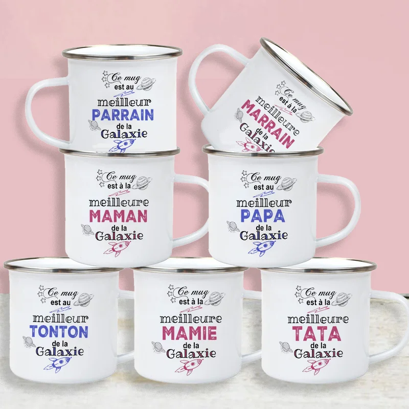 Best Papa Maman Papy Mamie Tonton Tata Marraine Print Coffee Mug Outdoor Water Cup Camping Mugs Festive Birthday Gift for Family