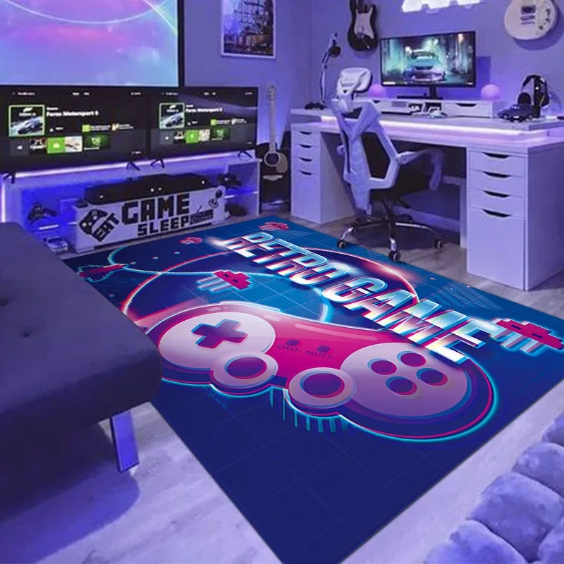 Cartoon Game Controller Carpet E-sports Decorative Rugs Non Slip Gamer Bedroom Decor 100% Polyester Sofa Coffee Table Floor Mat