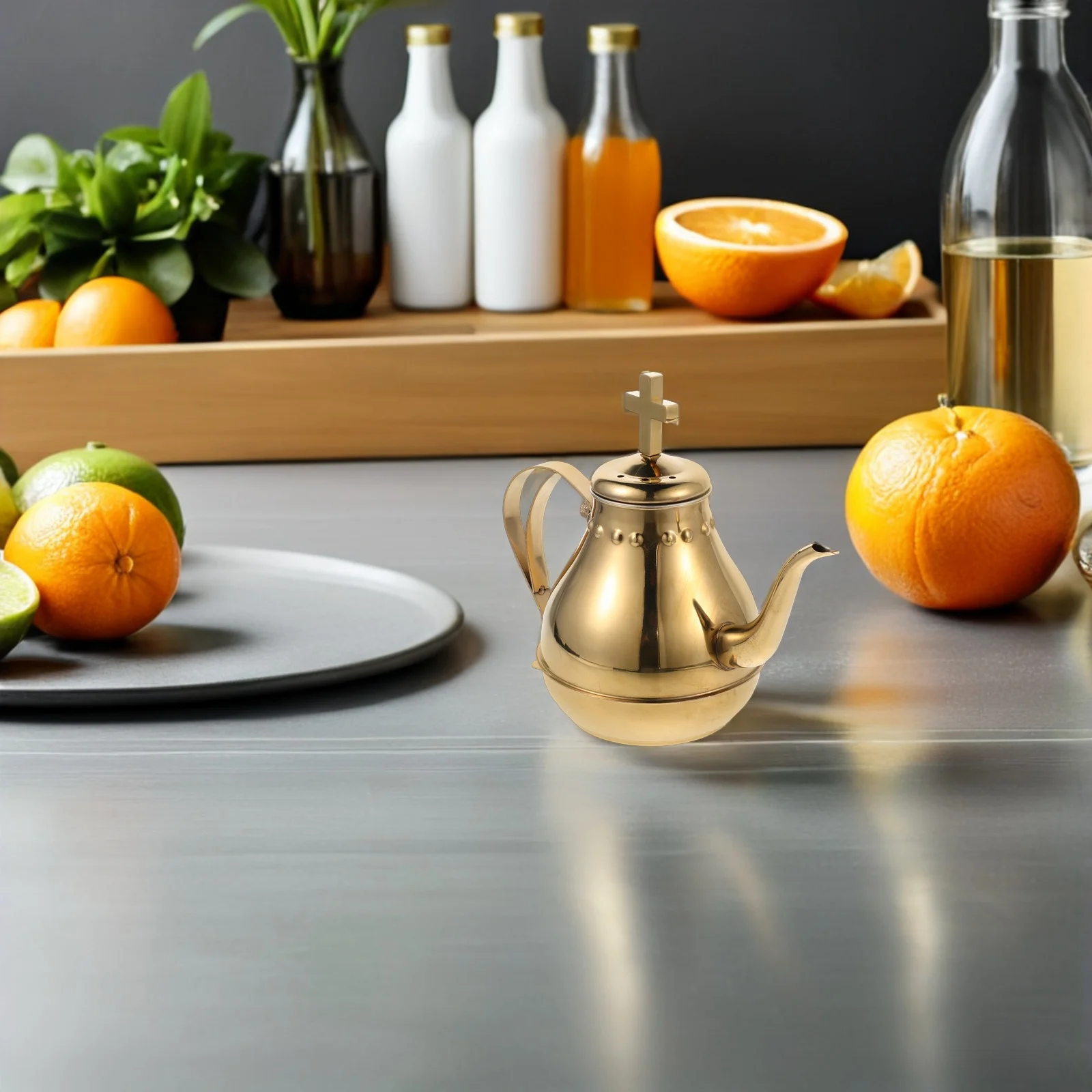 

1pcs Stainless Steel Communion Pot Gold Gooseneck Design For Church Holy Communion Services Religious Ceremony Christian Teapot