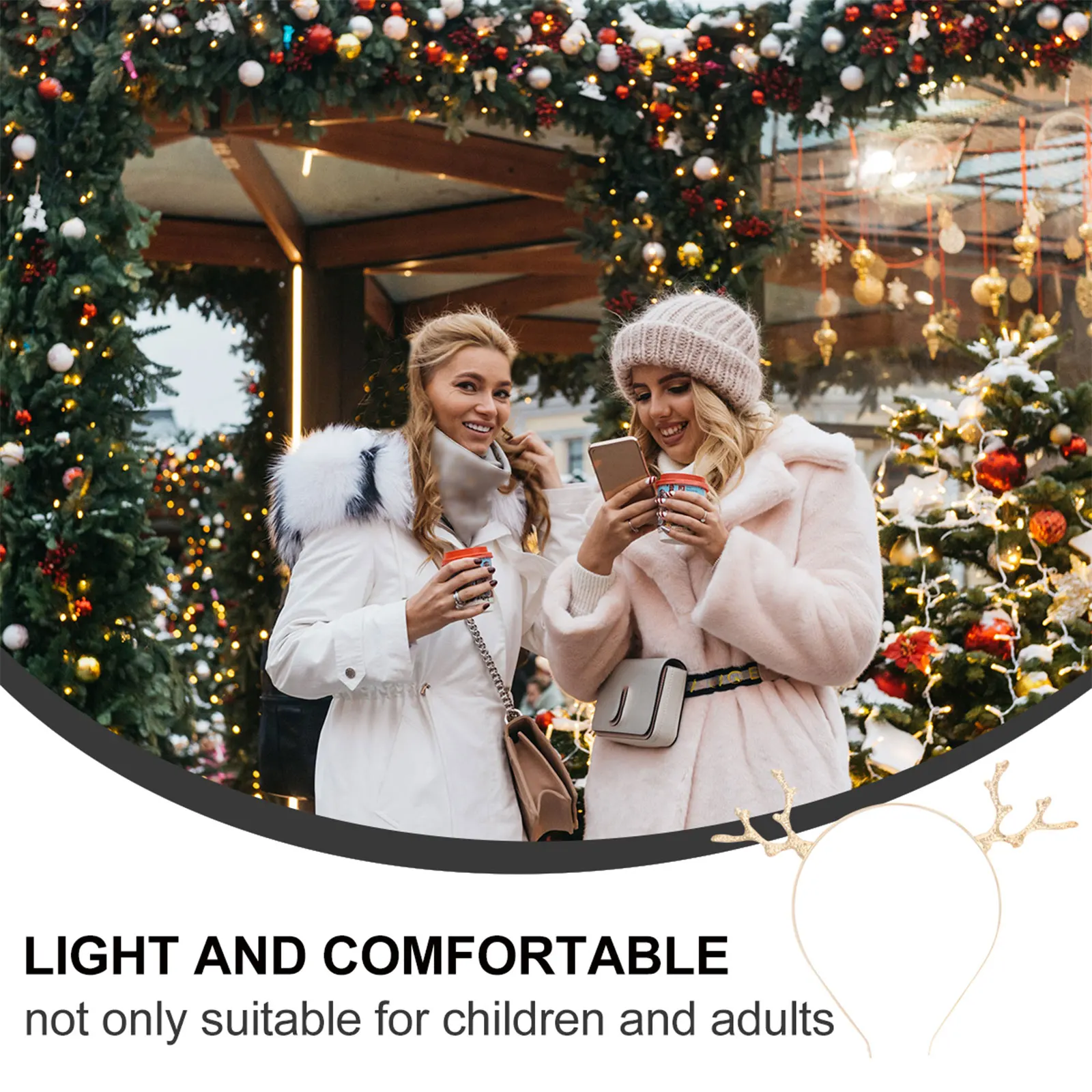 

2 шт., рождественская повязка для волос с рогами оленя, рождественский головной убор, легкая рождественская повязка на голову, праздничные аксессуары для волос, зима