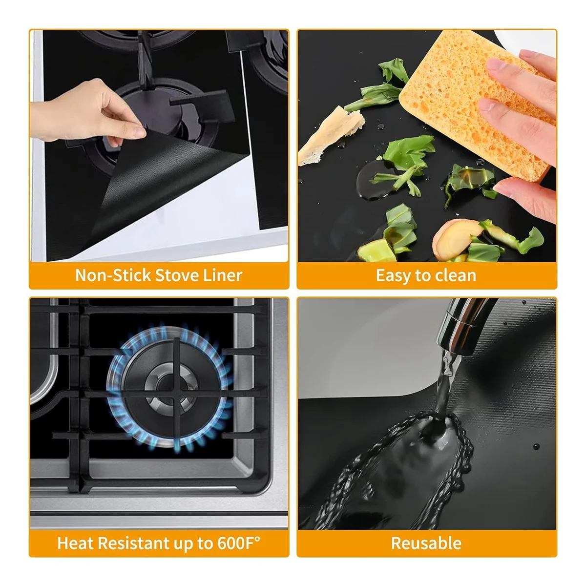 

【Today-Only!】Stove Burner Covers Gas Stove Protectors, Reusable Gas Stove Covers, Non-Stick Washable Stove Liner, (0.3mm, 2Pack)