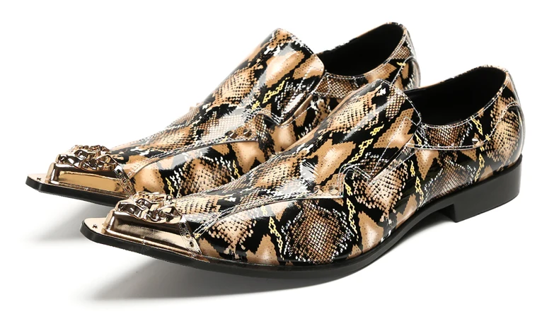 Herrenschuhe aus echtem Pythonleder, formelle Anzugschuhe mit Metallketten-Dekor, luxuriöse Modeschuhe für Frühling und Herbst, Business-Bankett-W – Detail 38