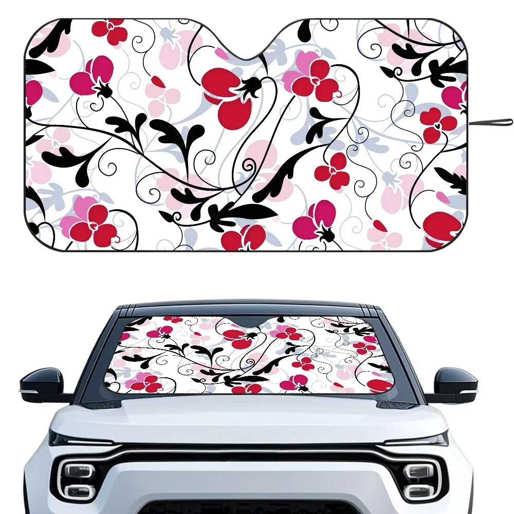 

Floral Ornament Pattern Car SunSha Heat-insulating Aluminum Film Windshield Sunshas UV Rays Blocks Car Sun Visor Protector