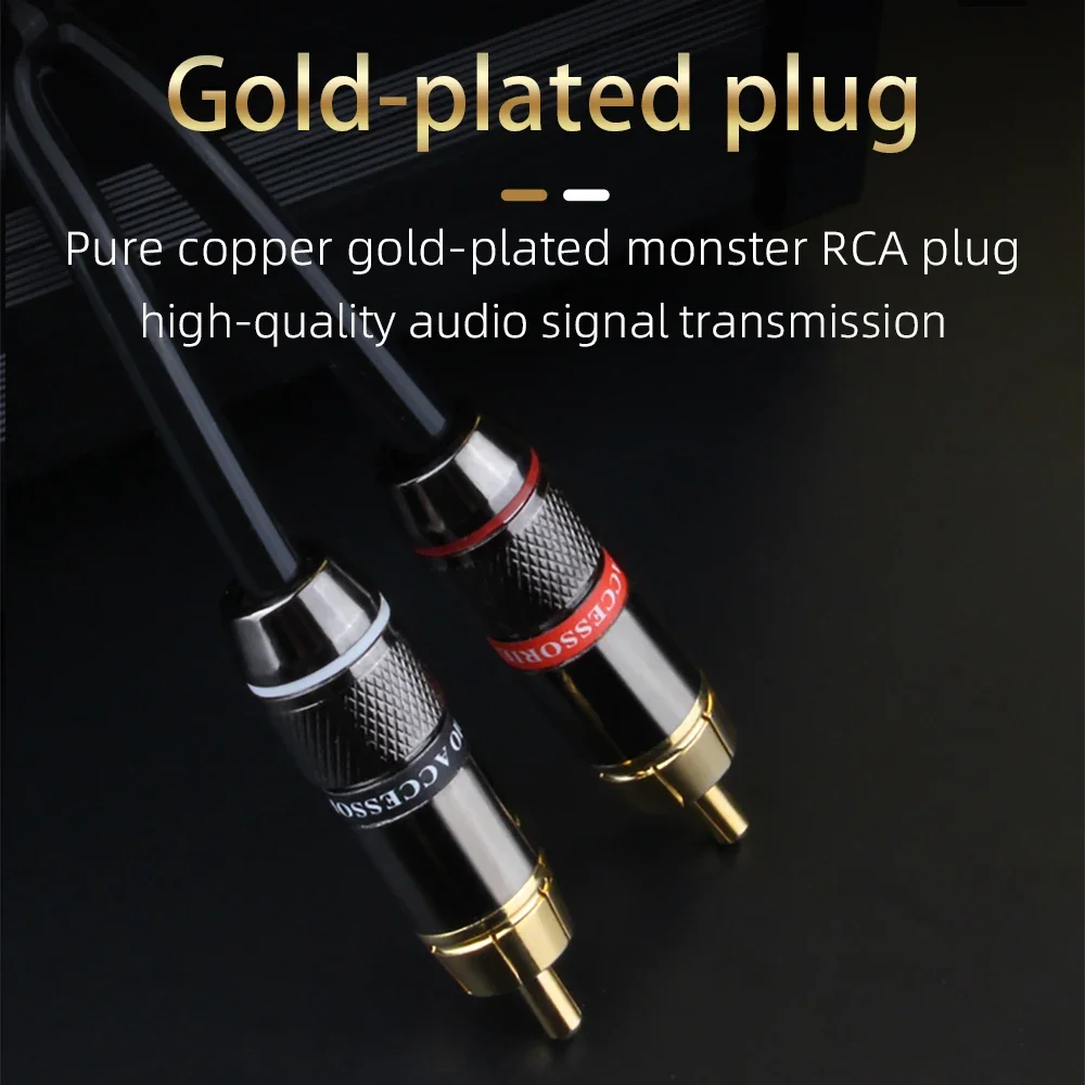 YYAUDIO L-4E6S HIFI Single RCA to Dual RCA Subwoofer Audio Cable Pure Copper One Sub-2 Splitter Y RCA Cable