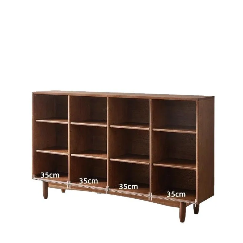 

Solid wood bookcase, low integrated shelf against the wall, bookshelf, living room home storage, lattice