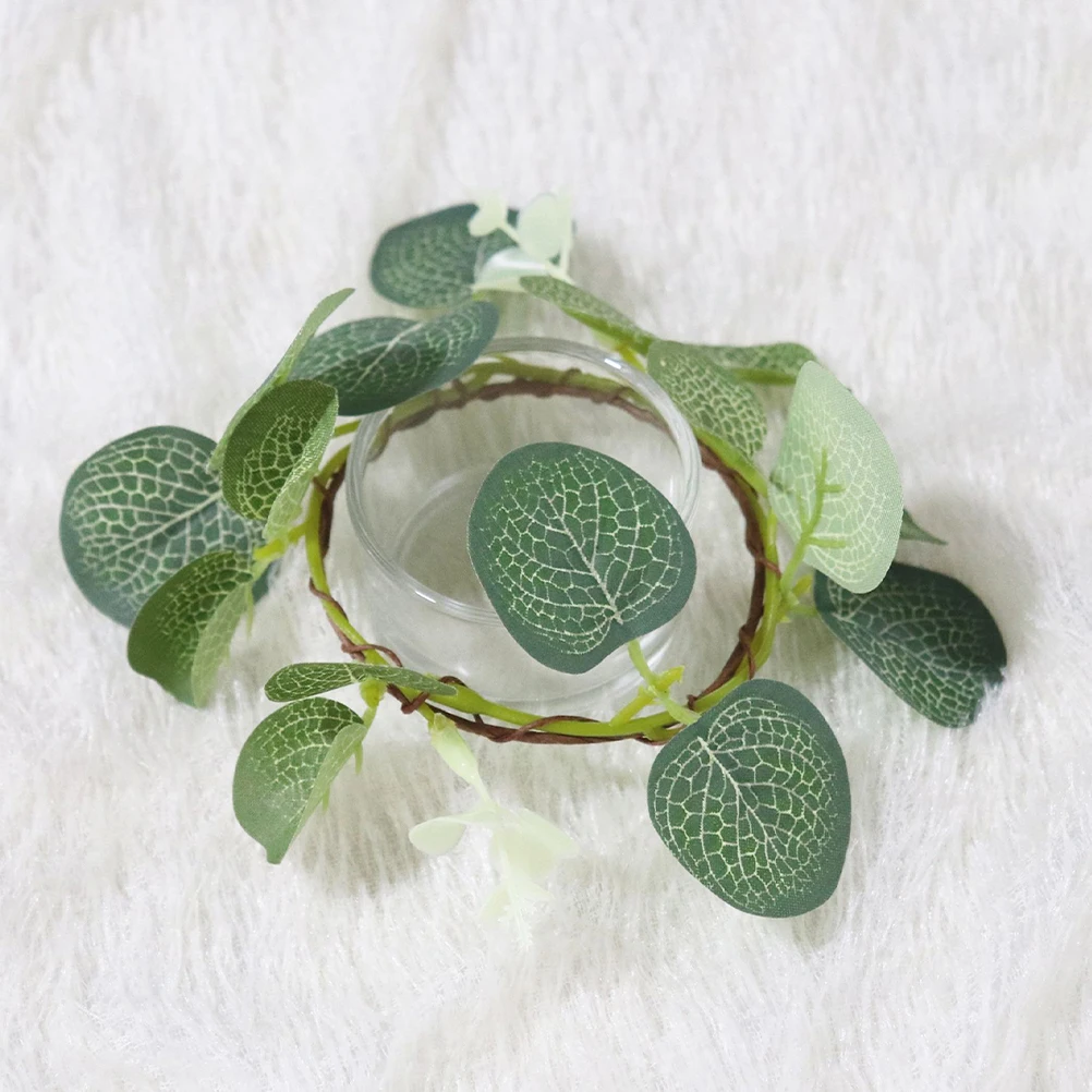 

6pcs Easter Rings Artificial Eucalyptus Wreath Spring Decor Mini Holders Plastic Pole Iron Wire Garland
