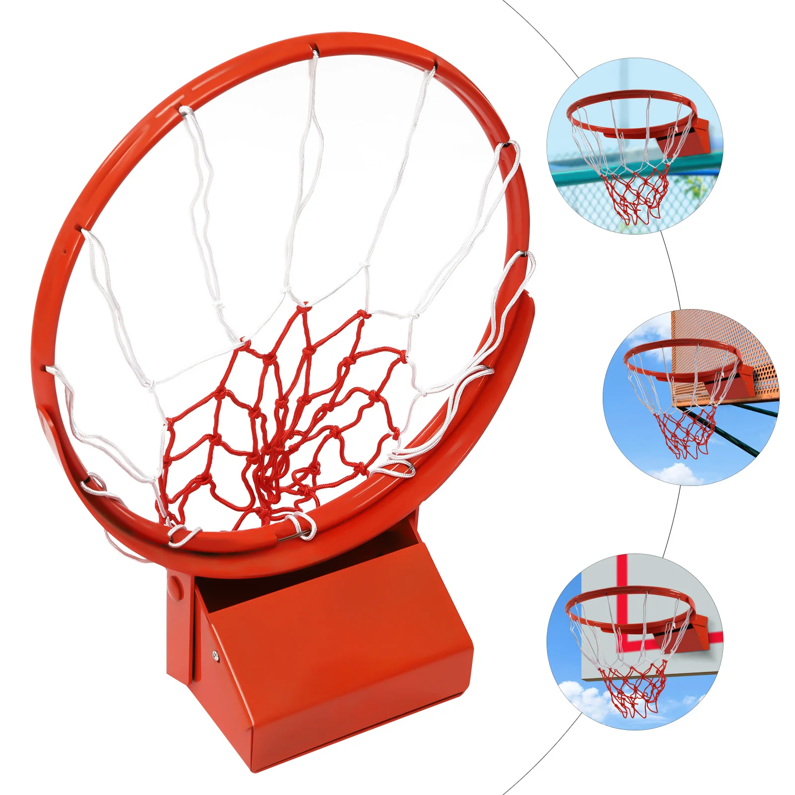 Basketball Rim, Heavy Duty Breakaway Wall Mounted Basketball Rim, 18 inch Three-Spring Flex Standard Rim with Nylon Net
