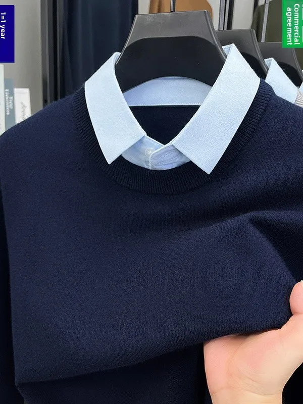 

Men's Casual Knitted Sweater Warm Base Layer Top Mid-aged Dad Sle Busin Casual Faion Soft Nylon Fabric Regular Fit