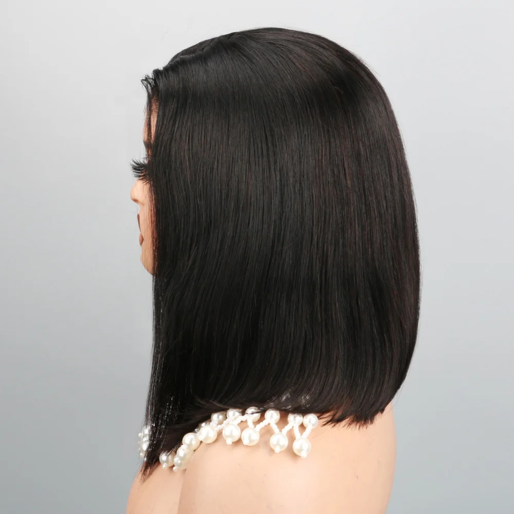 6x4 Glueless Raw Hair Vietnamese 210 Density Human Hair Lace Frontal Wigs Bone Straight Natural Black 13x4 Bob Wig Lace Front