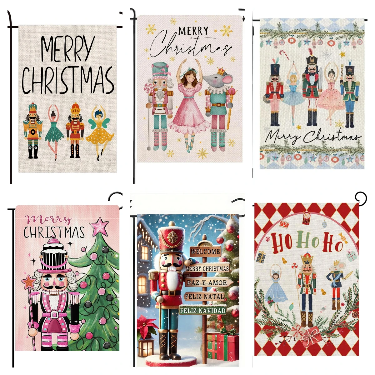 

Merry Christmas Ballet Dancer Small Decor Garden Flag Xmas 12x18 Inch Nutcracker Mouse Snowflakes Yard Lawn Outside Decor